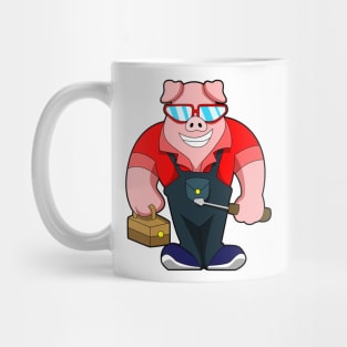 Pig as Mechatronics engineer with Tool box Mug